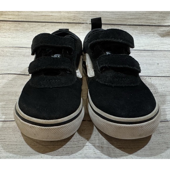 Vans Ward V Toddler Shoes Black White Suede Canvas Strap Skate Sz 7 - Picture 4 of 9